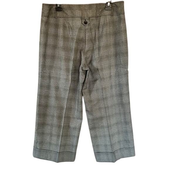 RQT High Rise Gray Plaid Wide Leg Cuffed Flat Front Pants size 14 - Picture 3 of 4